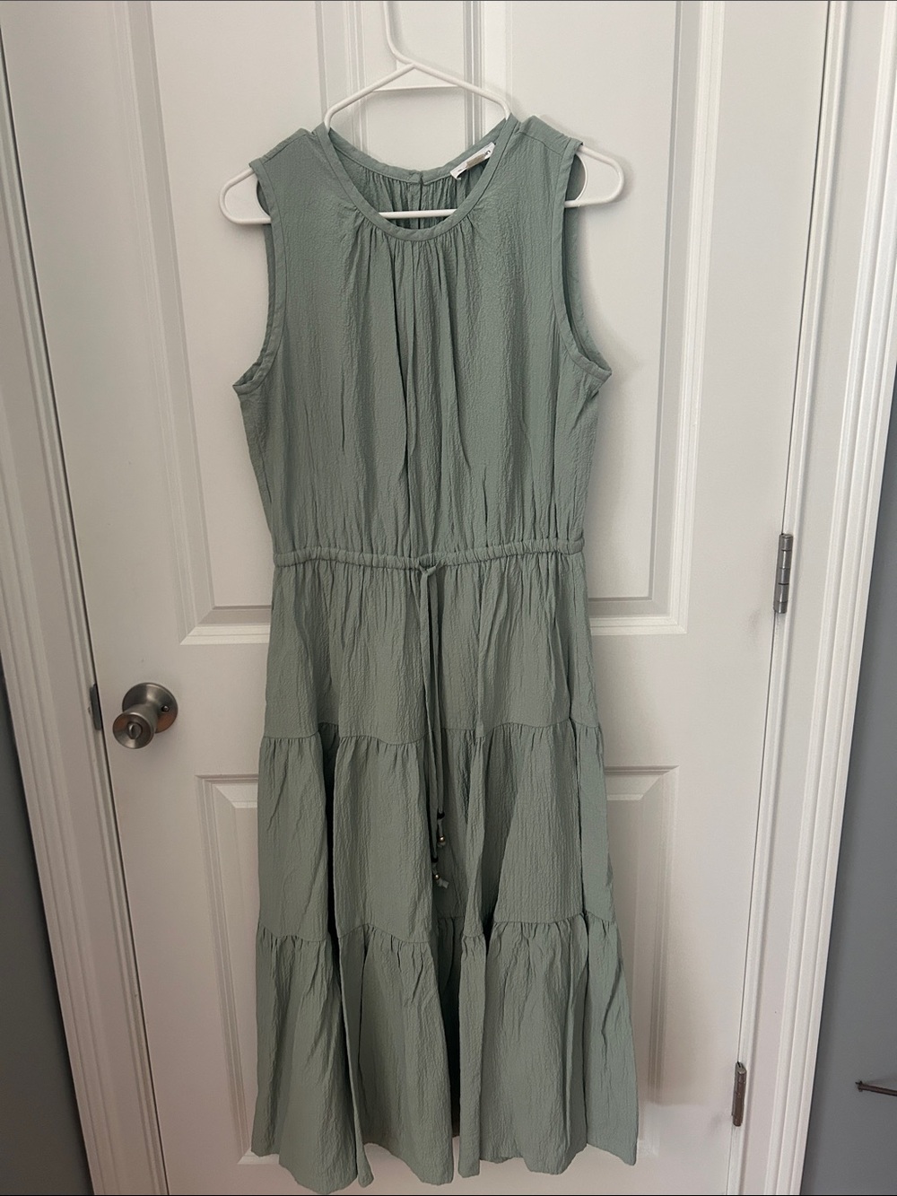 Calvin Klein Sage Green Tiered Sleeveless Dress